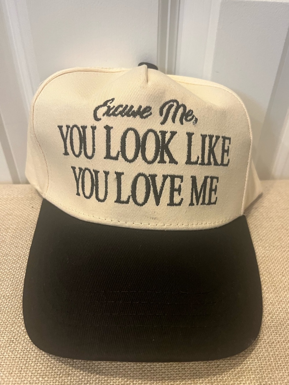 Pre-Owned "Excuse Me You Look Like You Love Me" Two-Tone Baseball Cap